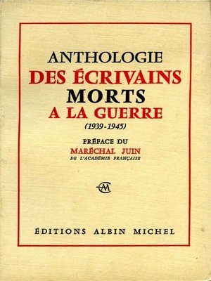 cover image of Anthologie des écrivains morts à la guerre 1939-1945
